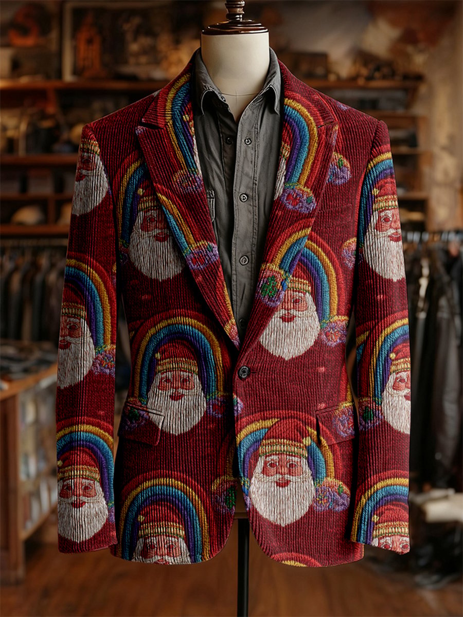 Men's Vintage Casual Hippie Christmas Party Corduroy Blazer