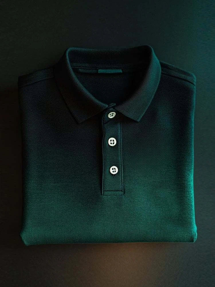 Men's Business Casual Logo Button Short Sleeve Polo Shirt