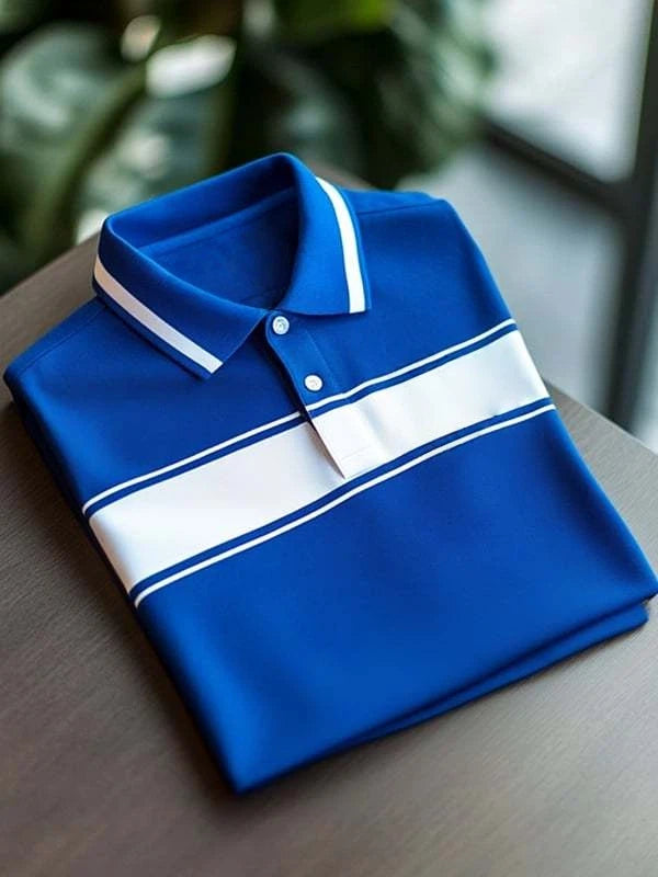 Men's Classic Business Logo Button Short Sleeve Polo Shirt