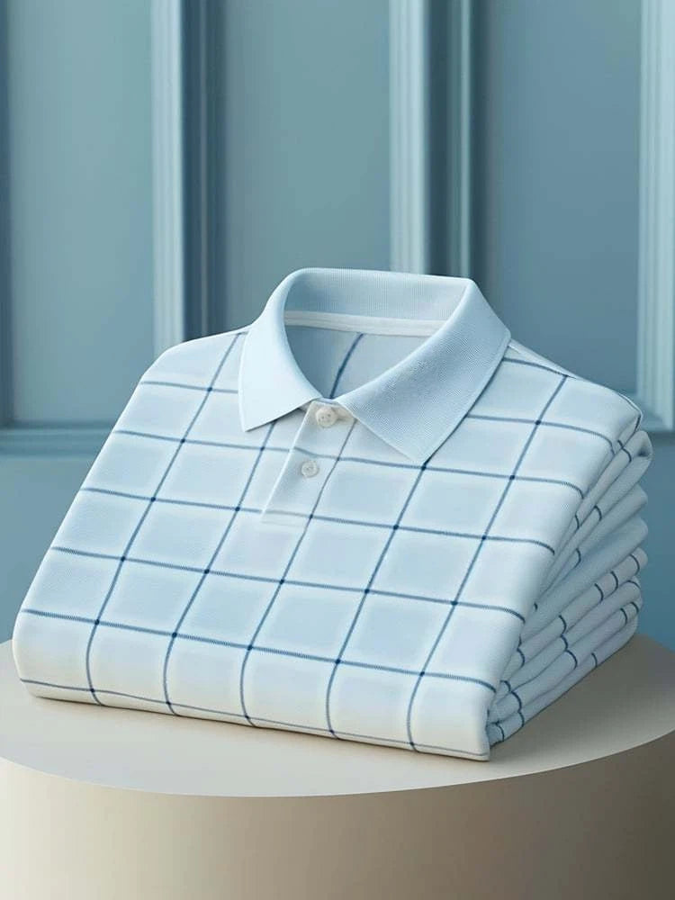 Men's Classic Business Logo Button Short Sleeve Polo Shirt