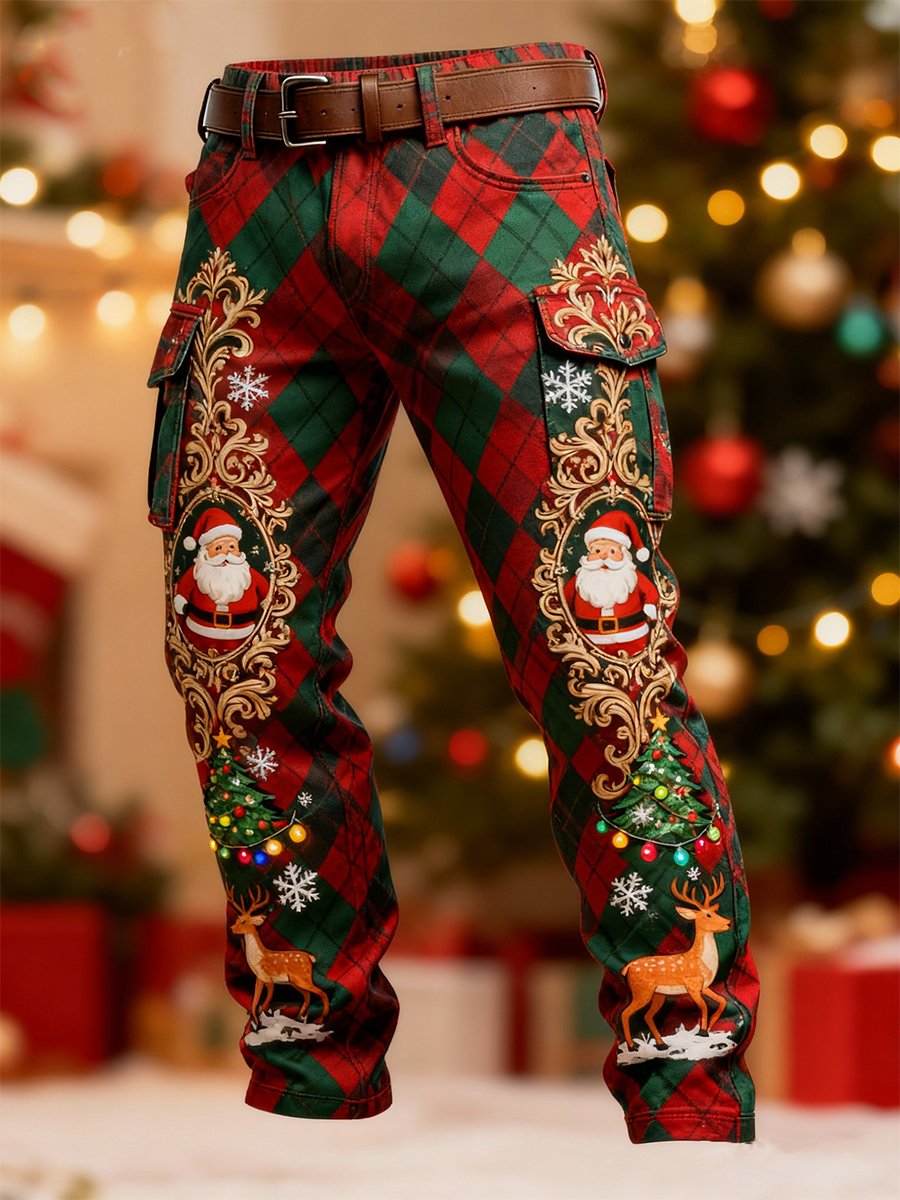 Men's Santa Claus Print Cargo Pants