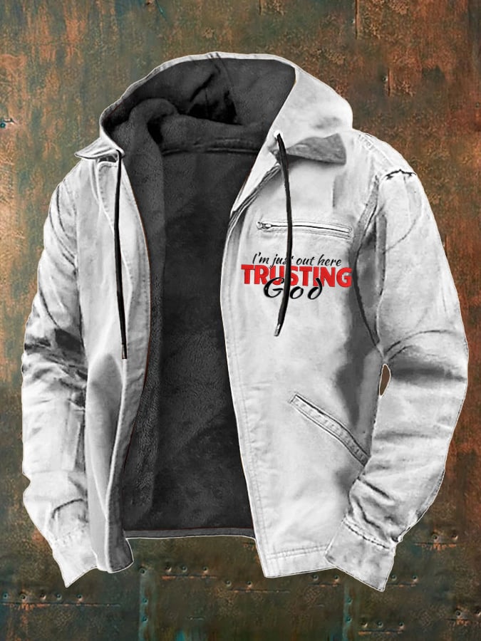 Men's Faith in God Multi-Pocket Fleece Jacket