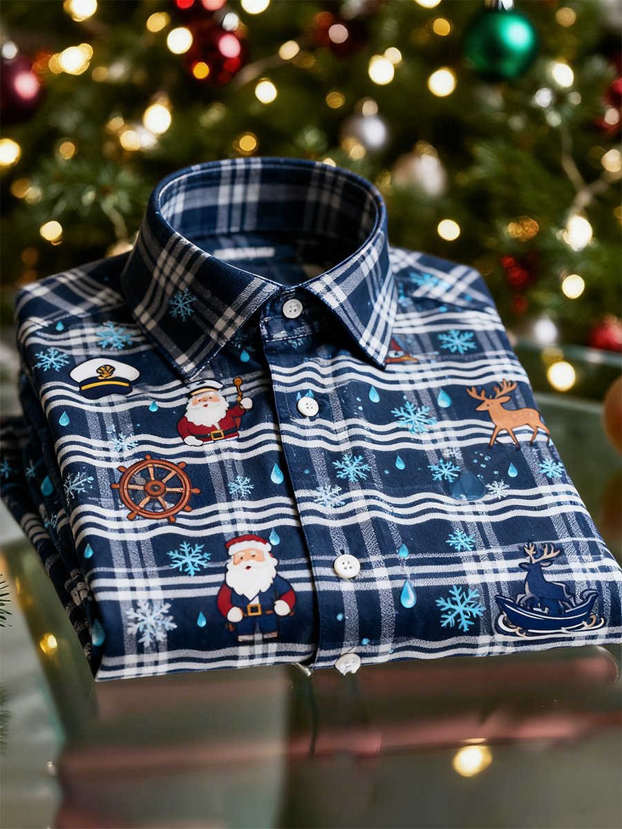 Men's Christmas Long Sleeve Button-Down Shirt