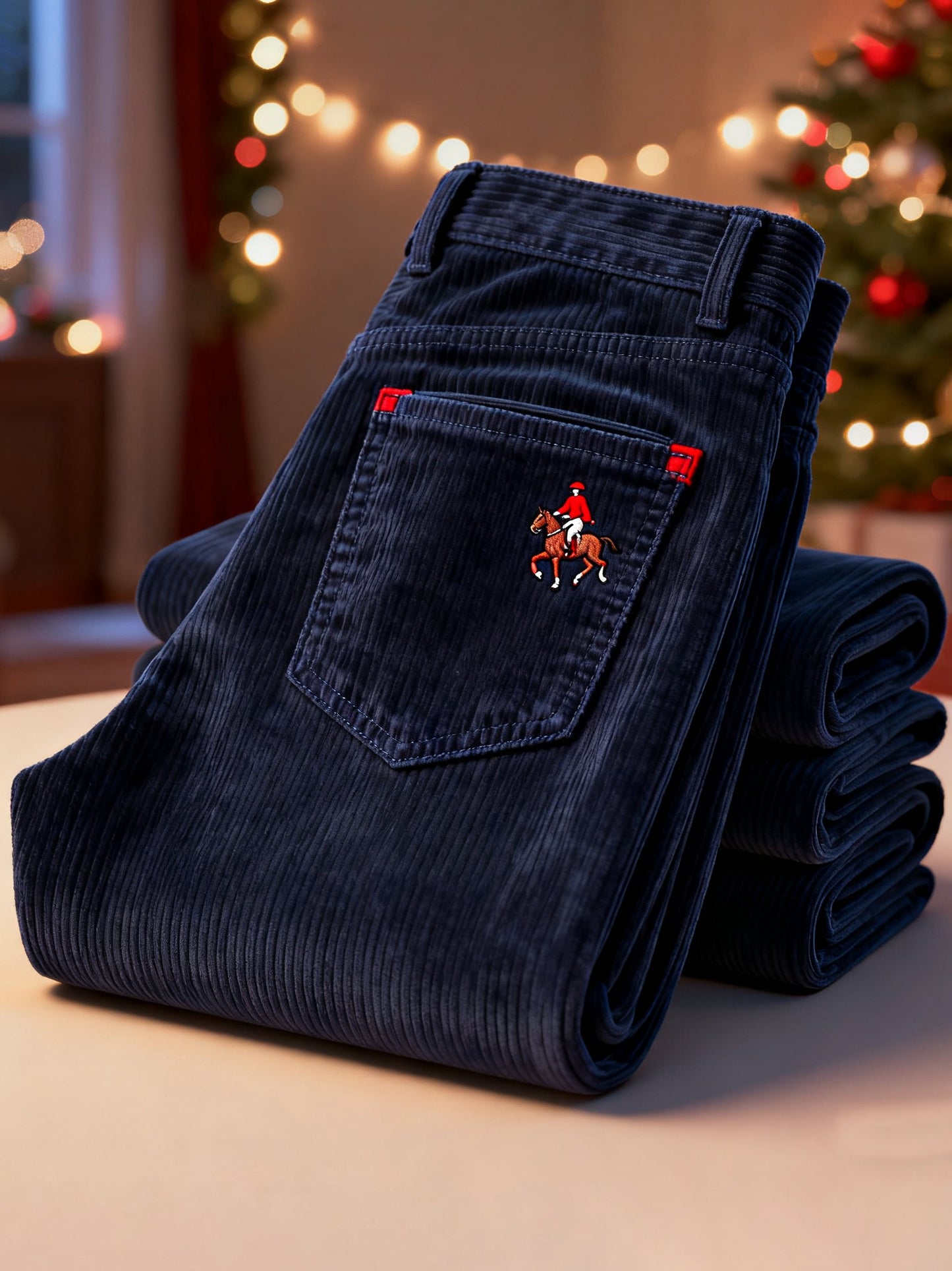 Men's Corduroy Retro Business Casual Navy Pants