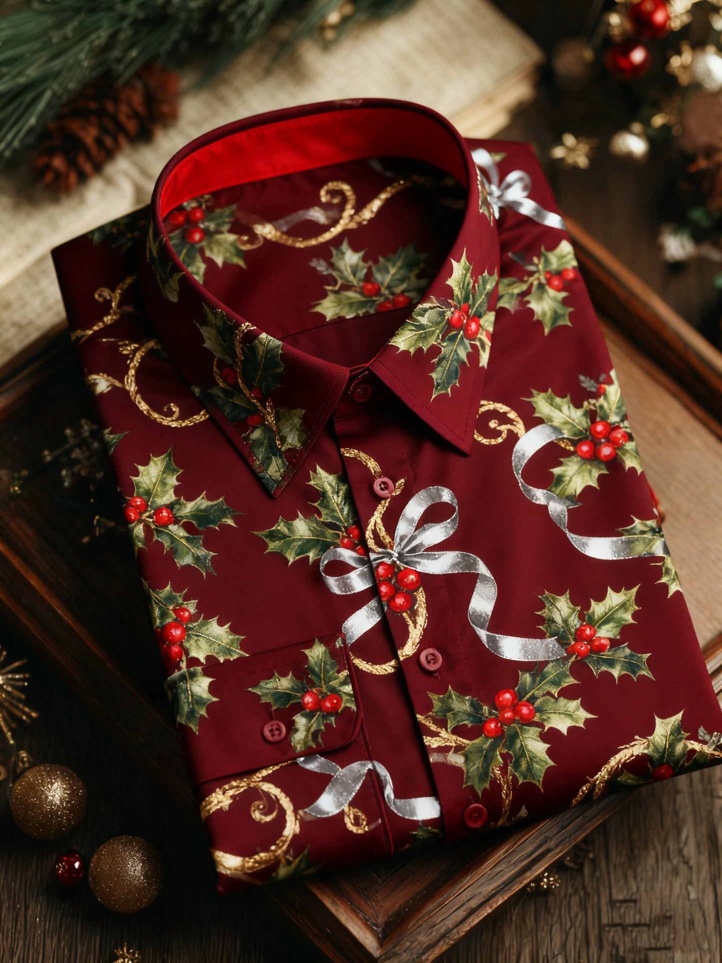 Men's Christmas Long Sleeve Button-Down Shirt