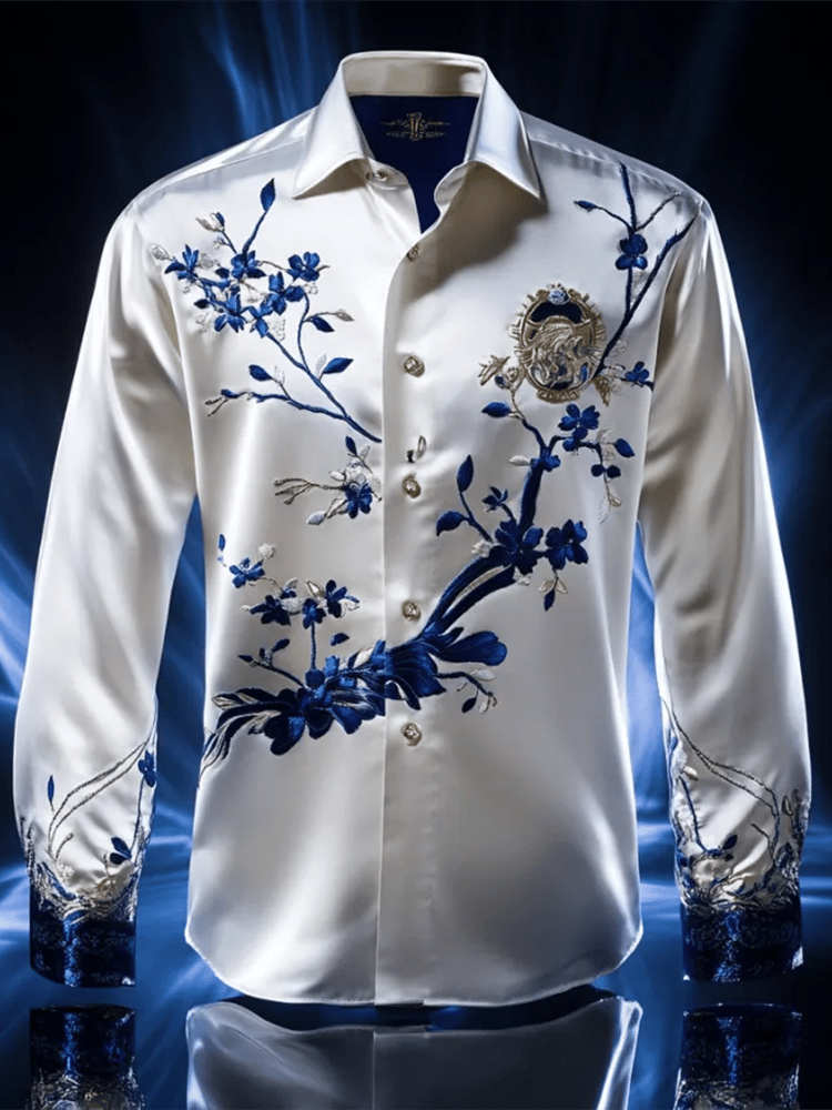 Men's Satin Luxe Long Sleeve Button Down Shirt