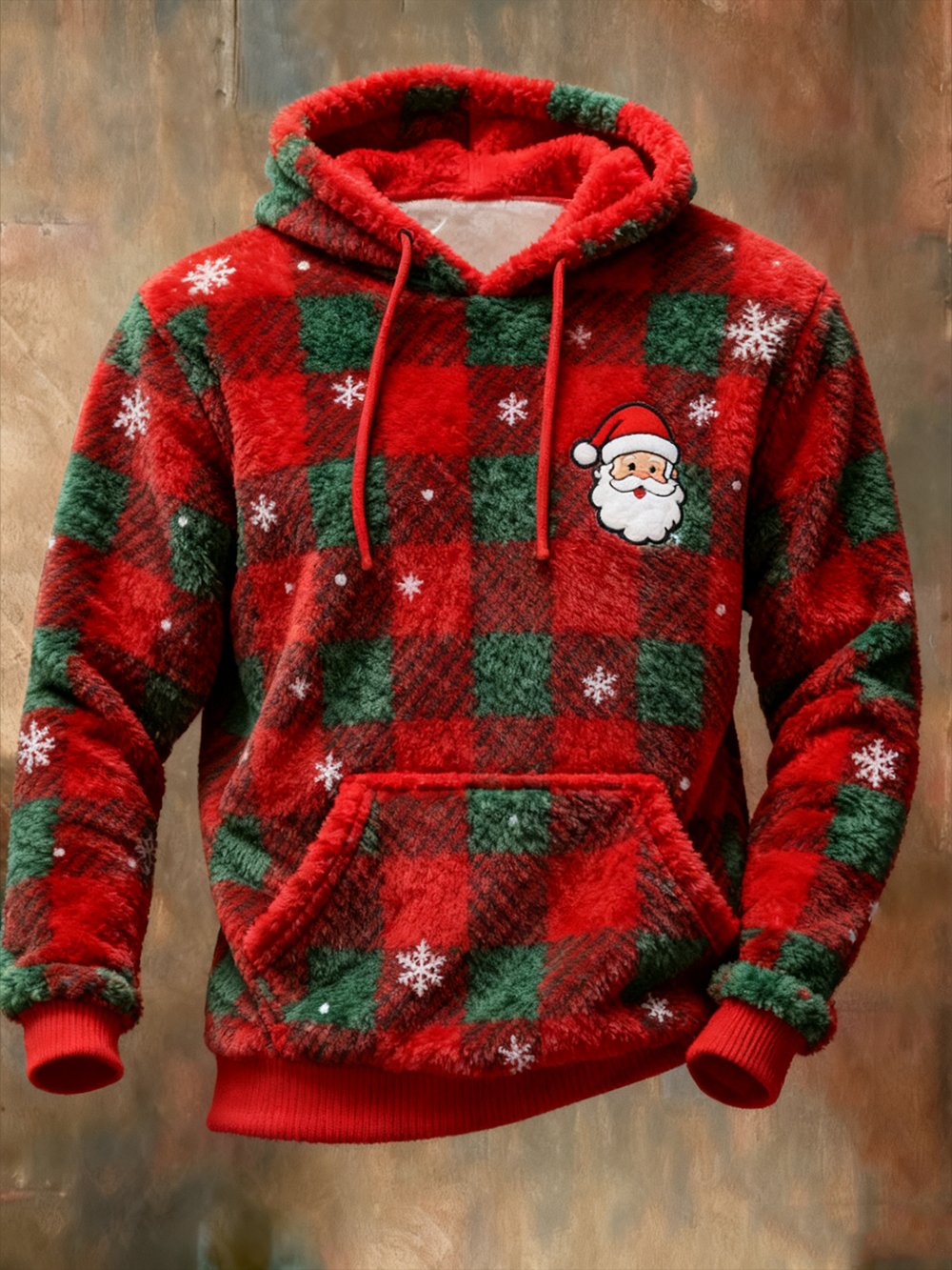 Men's Casual Christmas Comfortable Flannel Warm Hoodie