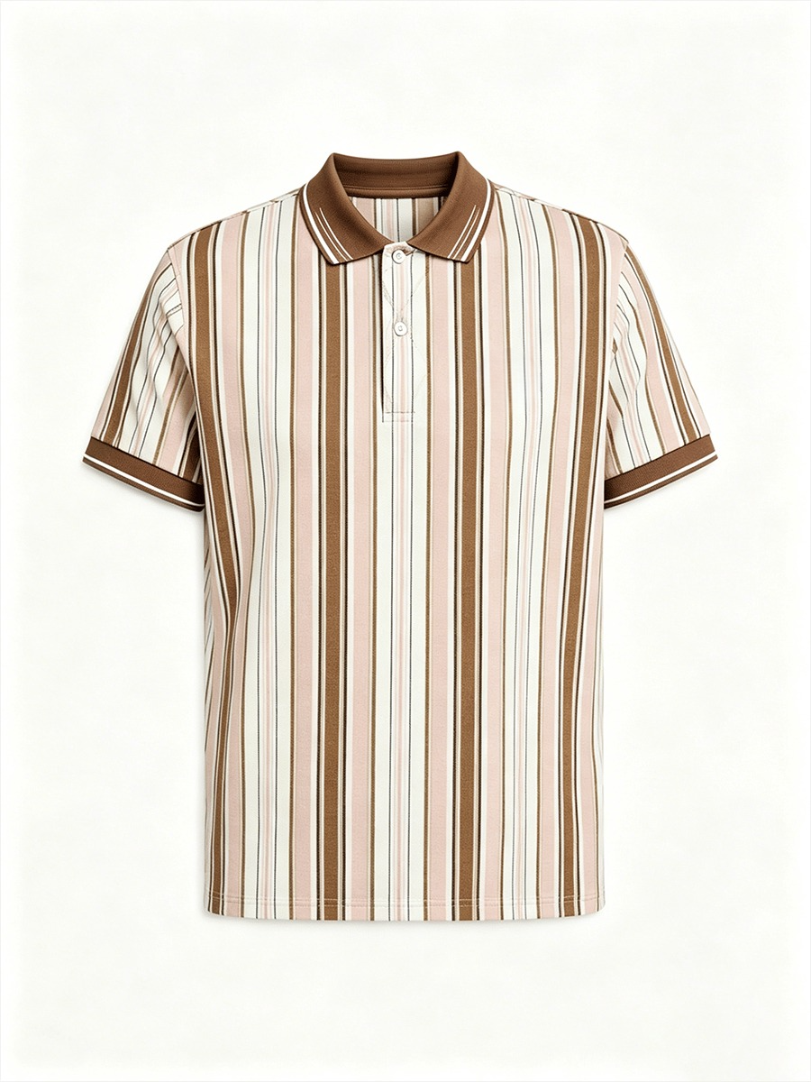 Men's Business Colorblock Plaid Print Polo Shirt