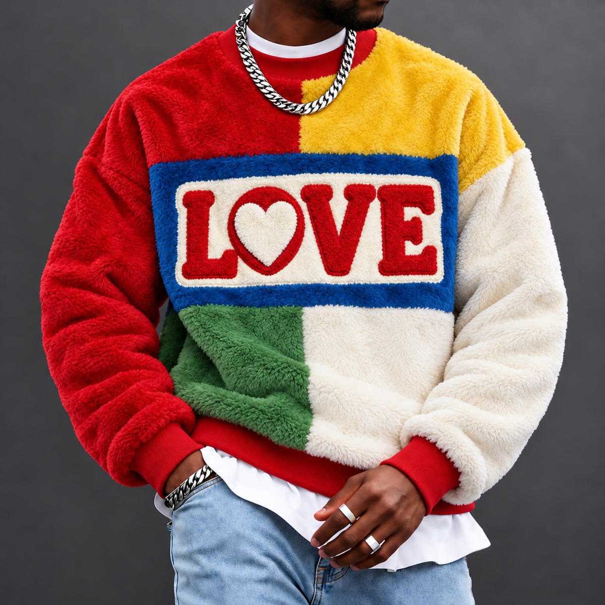 Men's “Love” Print Crewneck Sweatshirt