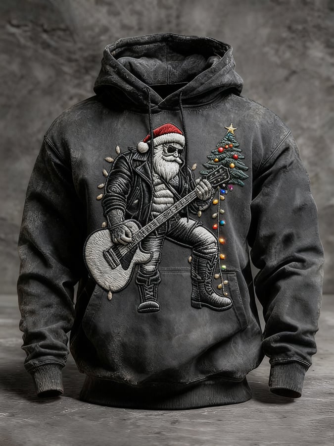 Men's Cool Santa Print Long Sleeve Hooded Sweatshirt
