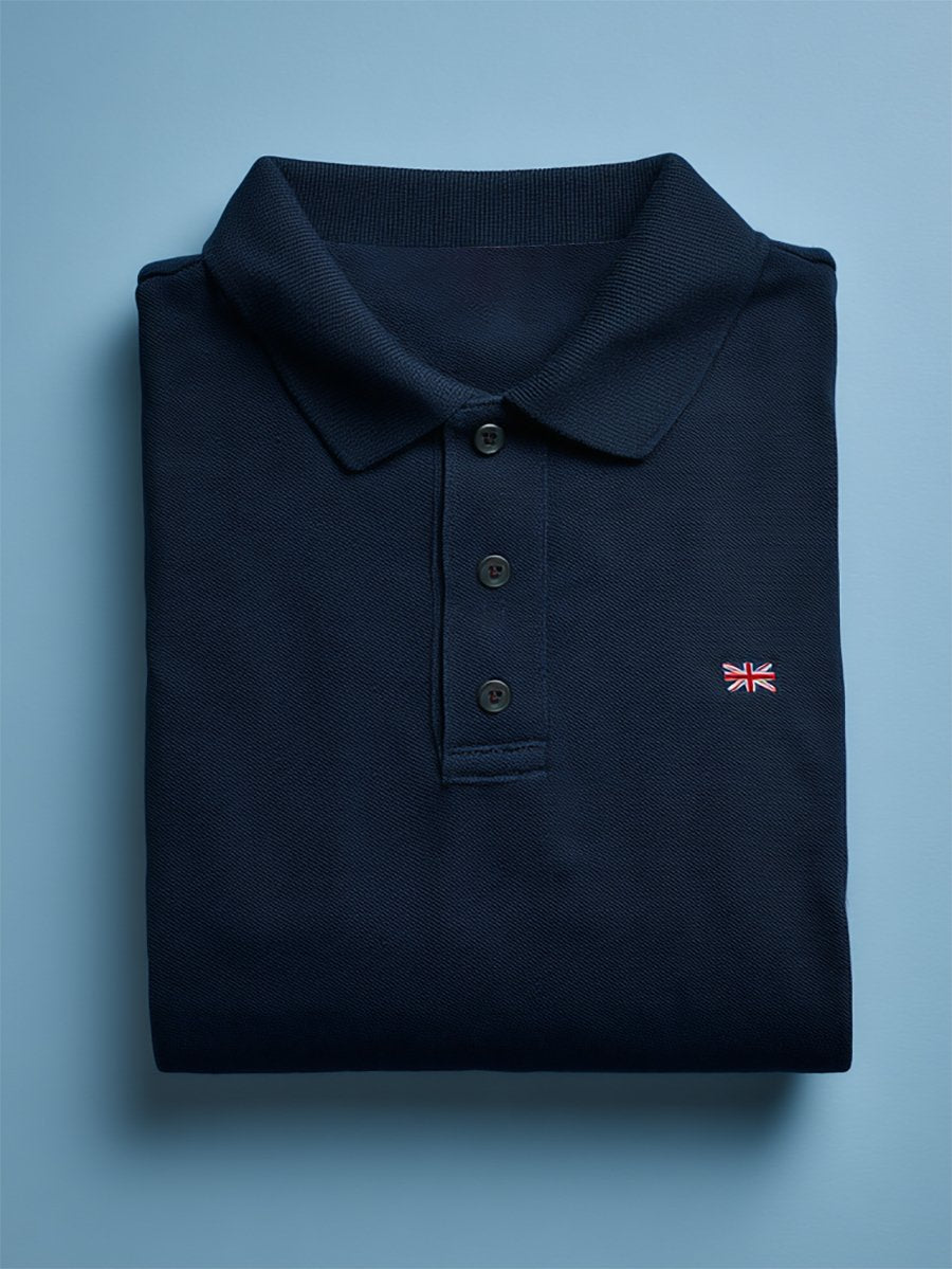 Men's Business Casual Union Jack Button Short Sleeve Polo Shirt