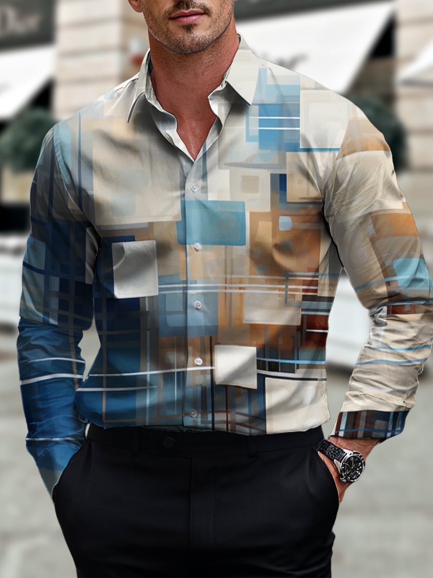 Men's Business Casual Art Button Short Sleeve Long Sleeve Shirt