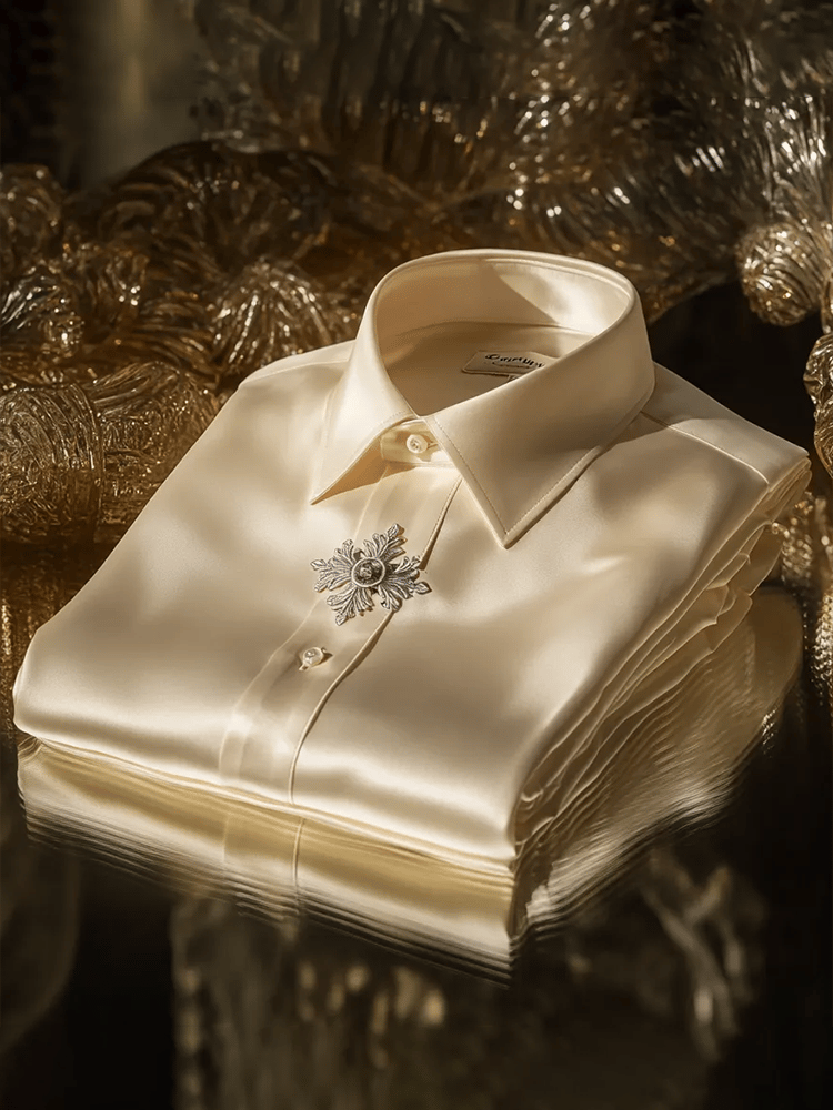 Men's Satin Luxe Long Sleeve Button Down Shirt