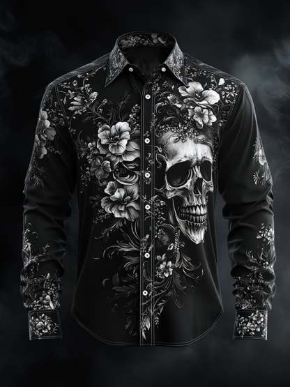 Men's Vintage Art Skull Shirt