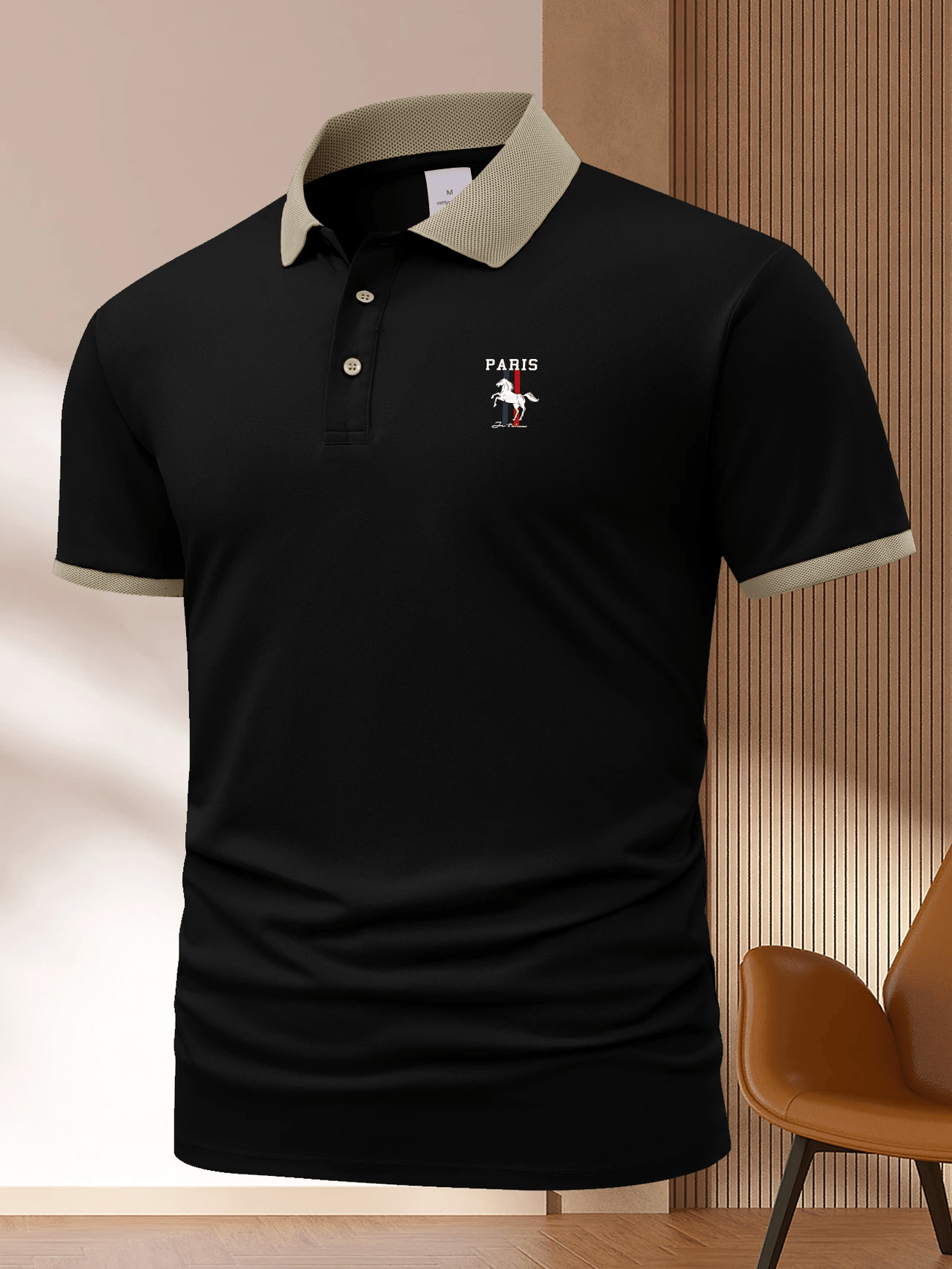 Men's Business Logo Button-Down Short Sleeve Polo Shirt