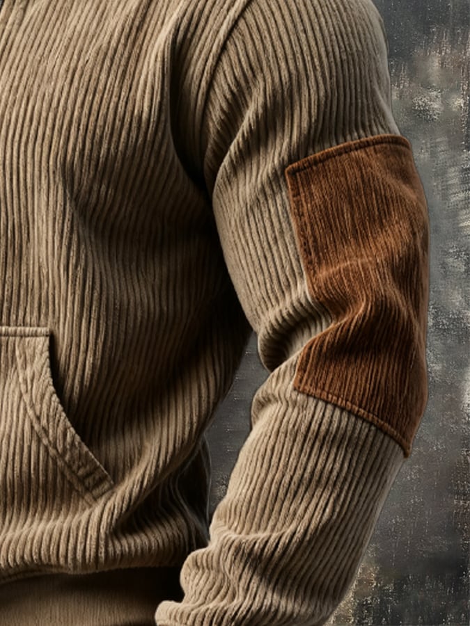 Men's Retro Spliced Zipper Lapel Jacket