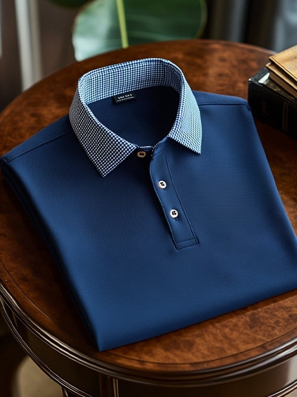 Men's Business Casual Button Short Sleeve Polo Shirt