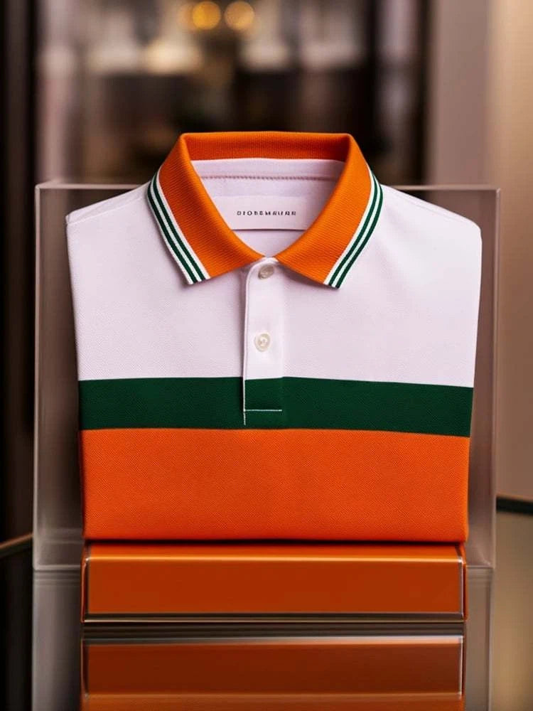 Men's Business Casual Logo Button Short Sleeve Polo Shirt