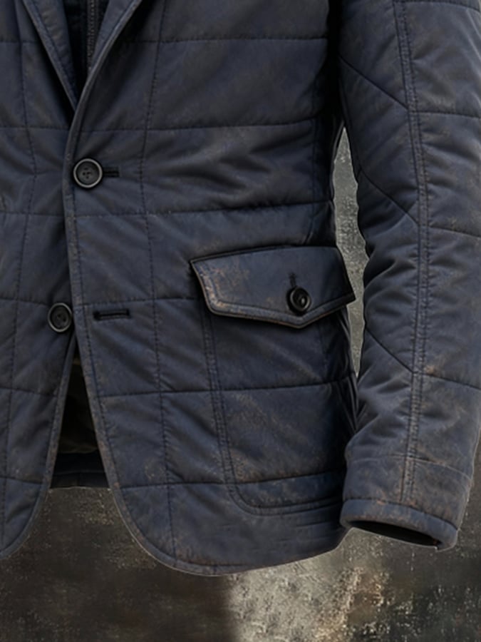 Men'S Vintage Warm Fake Two-Piece Outdoor Cotton Jacket