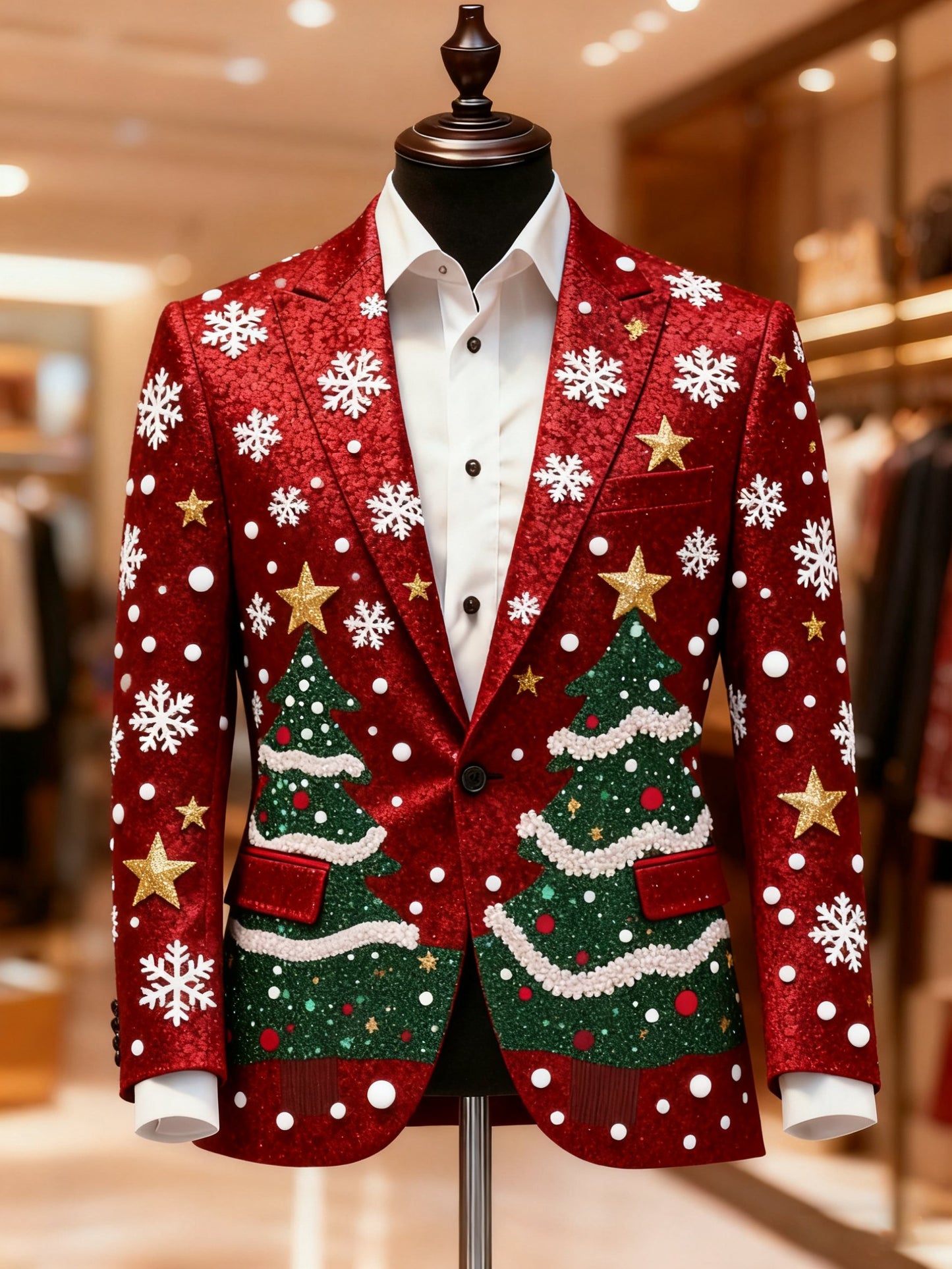 Men's Retro Christmas Tree Casual Blazer