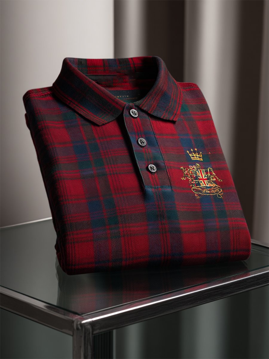 Men's Business Casual Union Jack Button Short Sleeve Polo Shirt