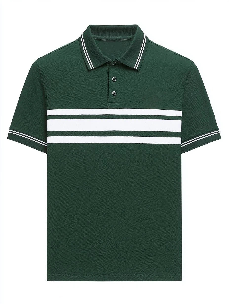 Men's Business Casual Fish Embroidered Button Short Sleeve Polo Shirt