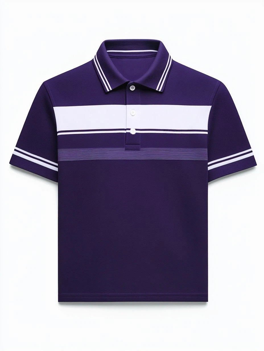 Men's Business Casual Fish Embroidered Button Short Sleeve Polo Shirt