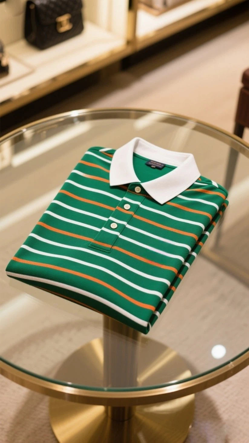 Men's Business Casual Fish Embroidered Button Short Sleeve Polo Shirt