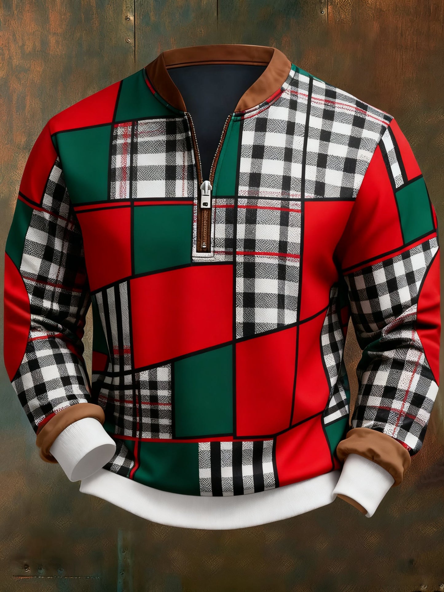 Men's Casual Geometric Color Block Print Sweatshirt