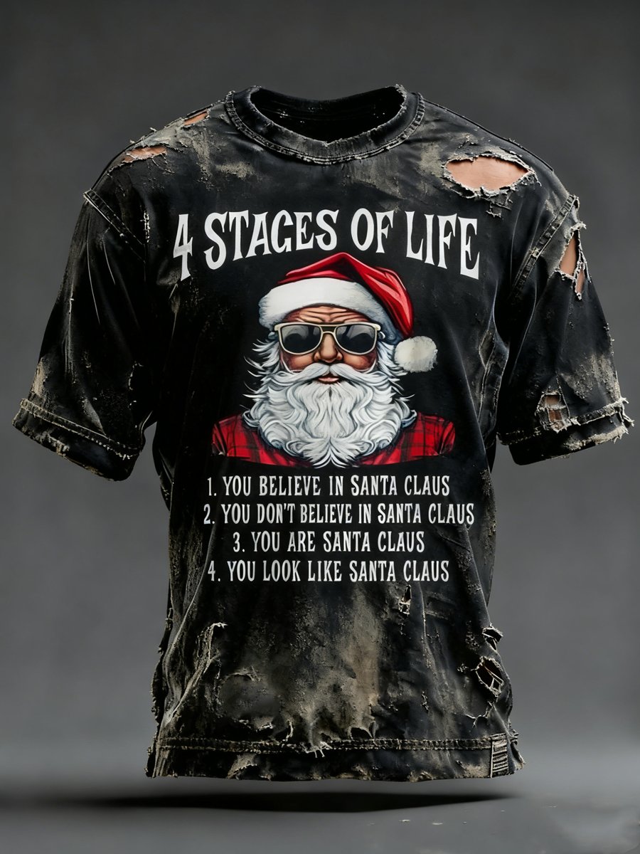 Men's Casual Retro Christmas Print T-shirt