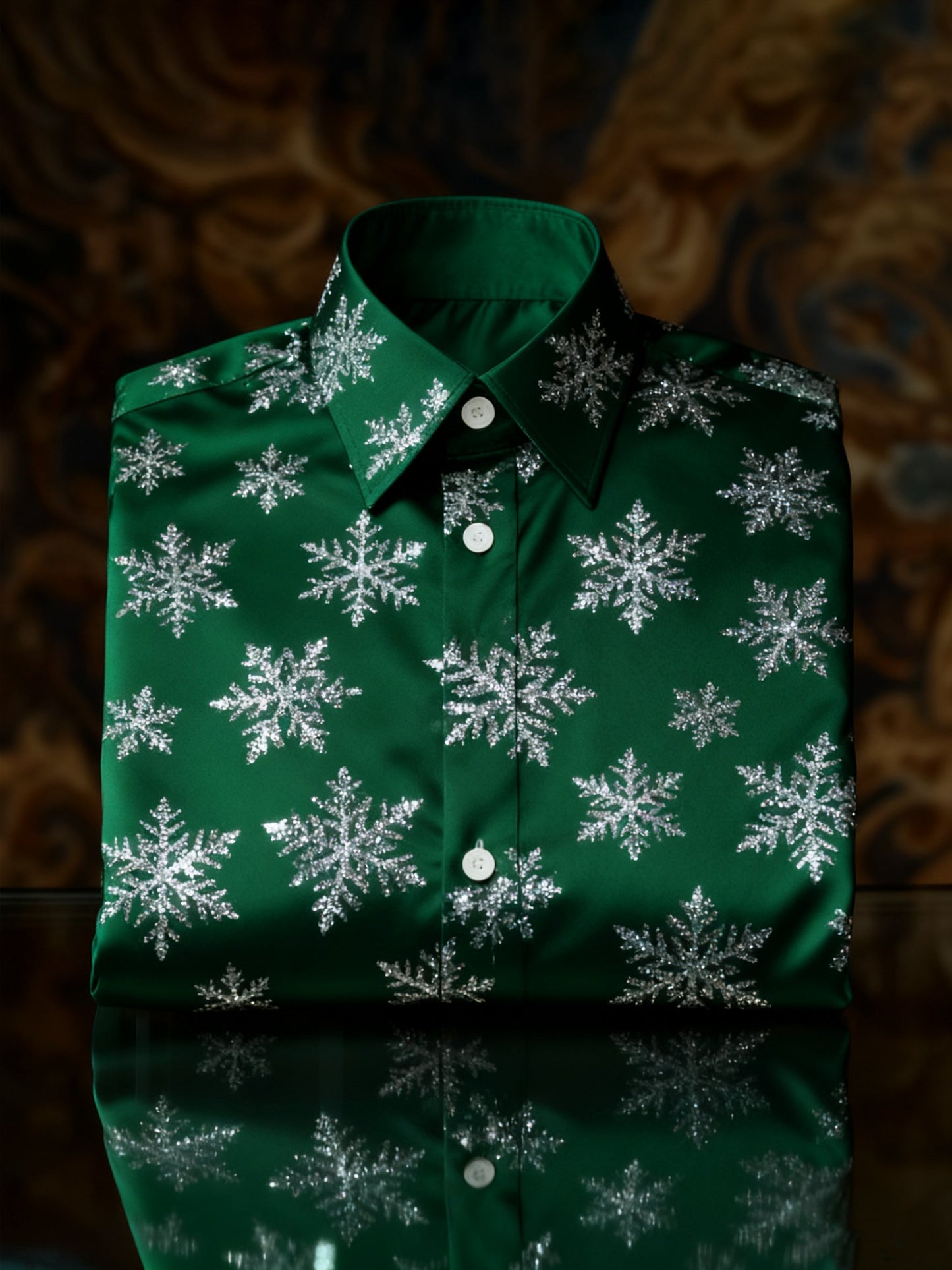 Men's Luxury Christmas Party Long Sleeve Button-Down Shirt