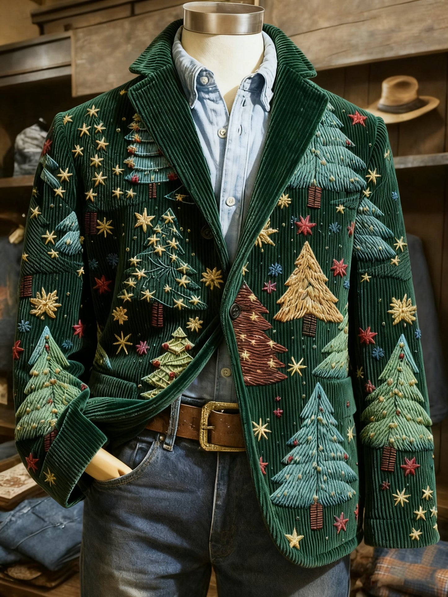 Men's Vintage Christmas Patchwork Casual Jacket
