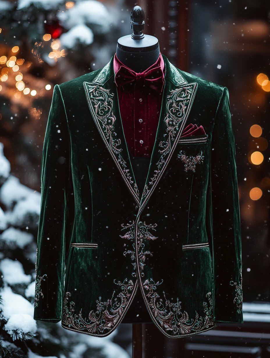 Men's Christmas Luxury Business Print Blazers
