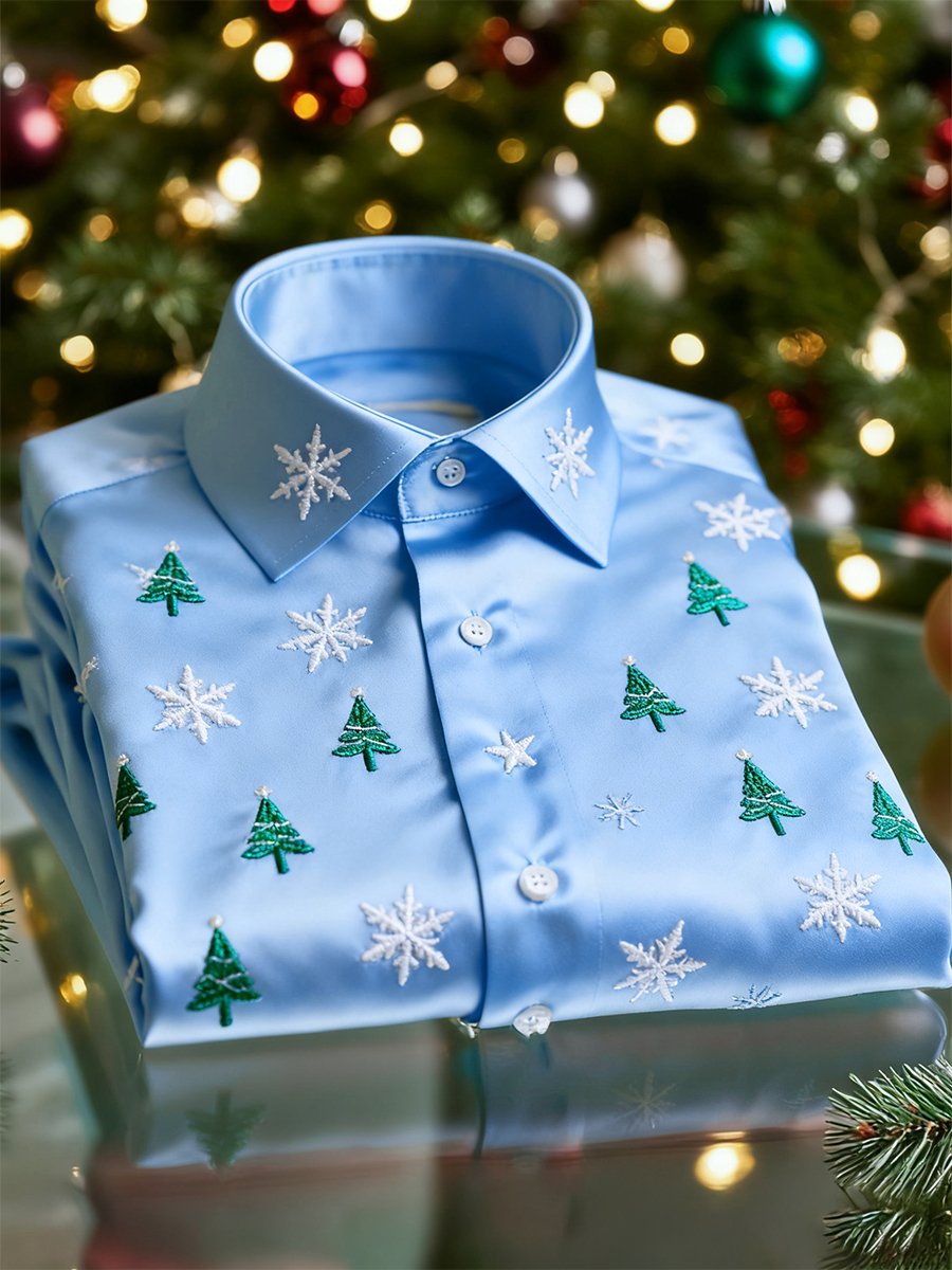 Men's Christmas Long Sleeve Button-Down Shirt
