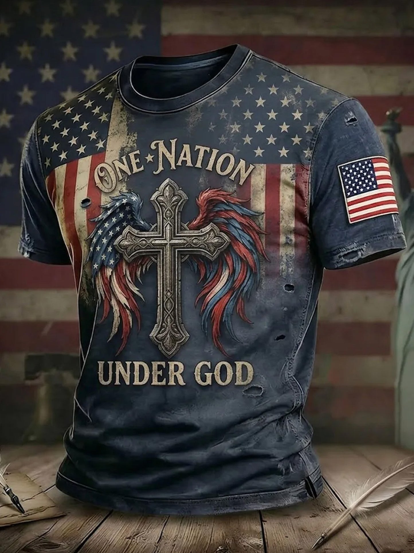 Men's American Flag Print Casual Top