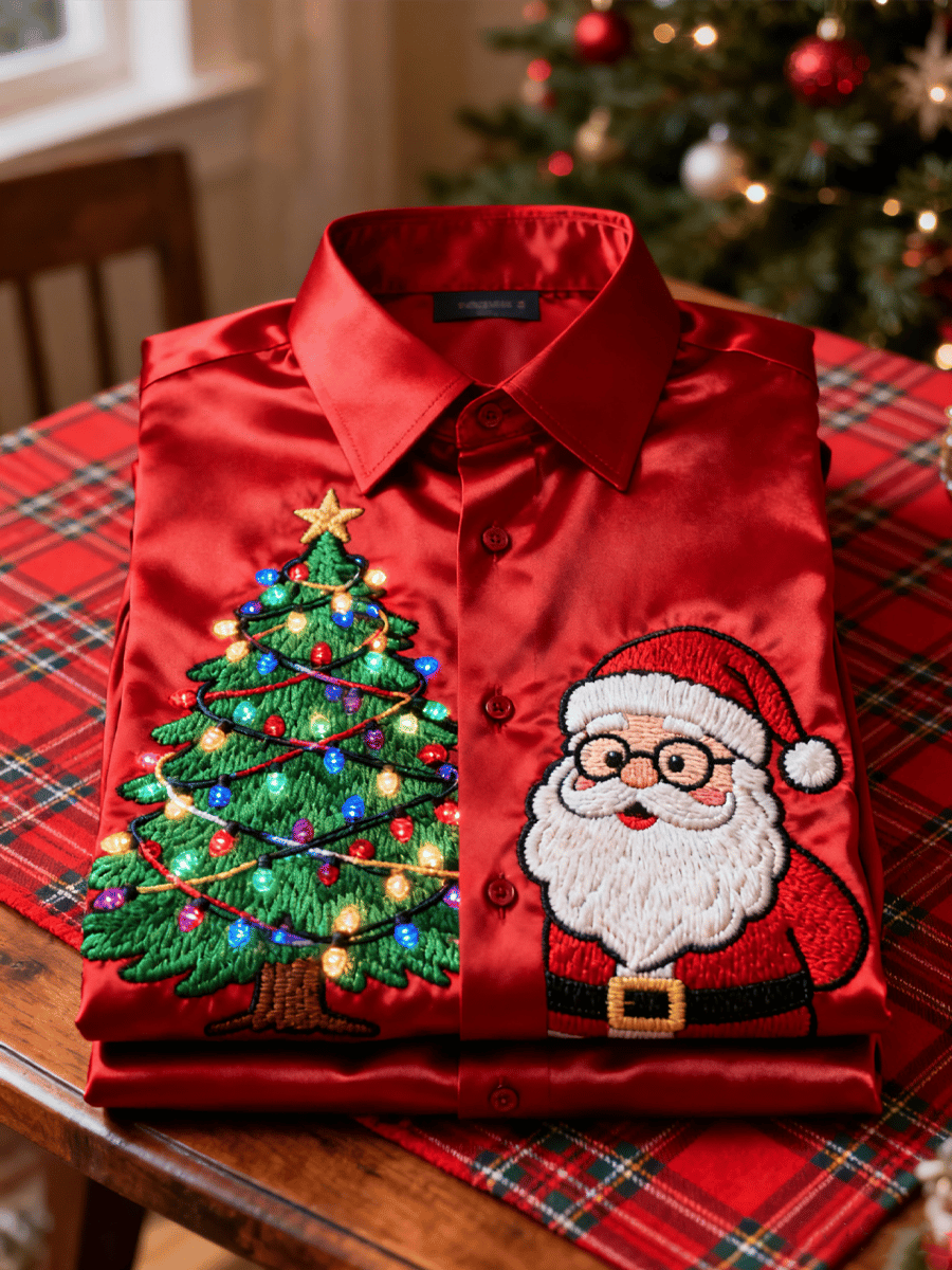 Men's Santa Claus Evergreen Long-Sleeved Shirt