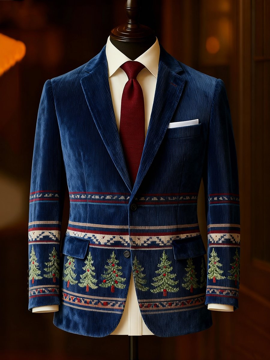 Men's Corduroy Evergreen Lapel Suit Jacket