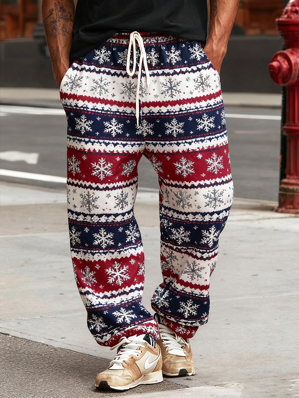 Men's Retro Christmas Party Print Casual Sports Pants