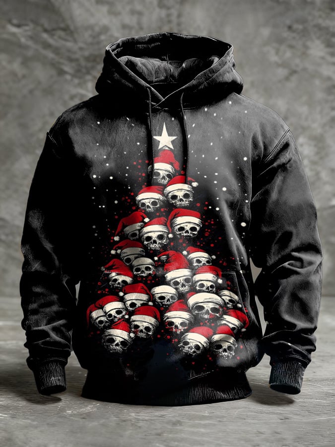 Men's Casual Retro Christmas Skull Hoodie