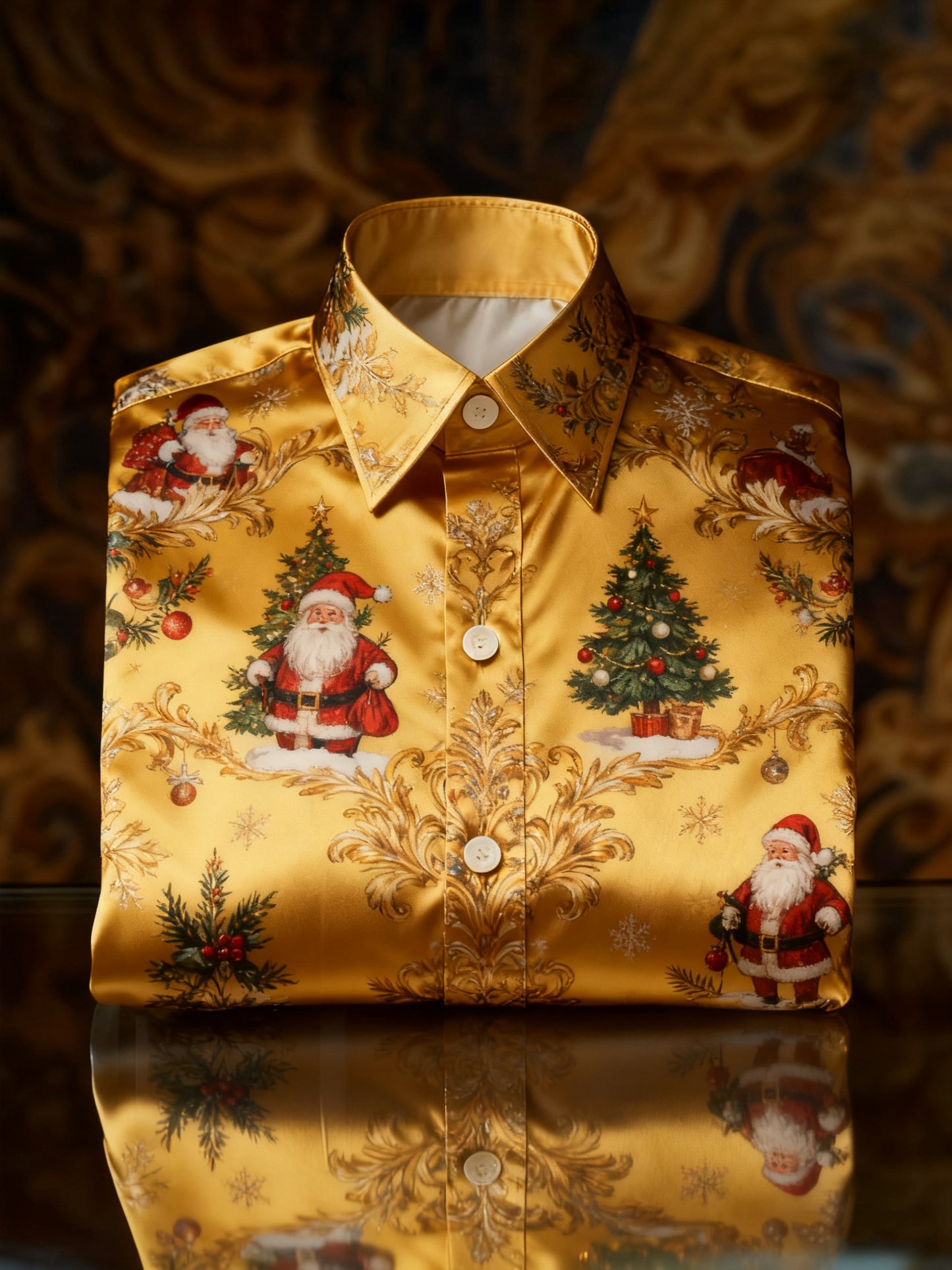 Men's Luxury Christmas Party Long Sleeve Button-Down Shirt