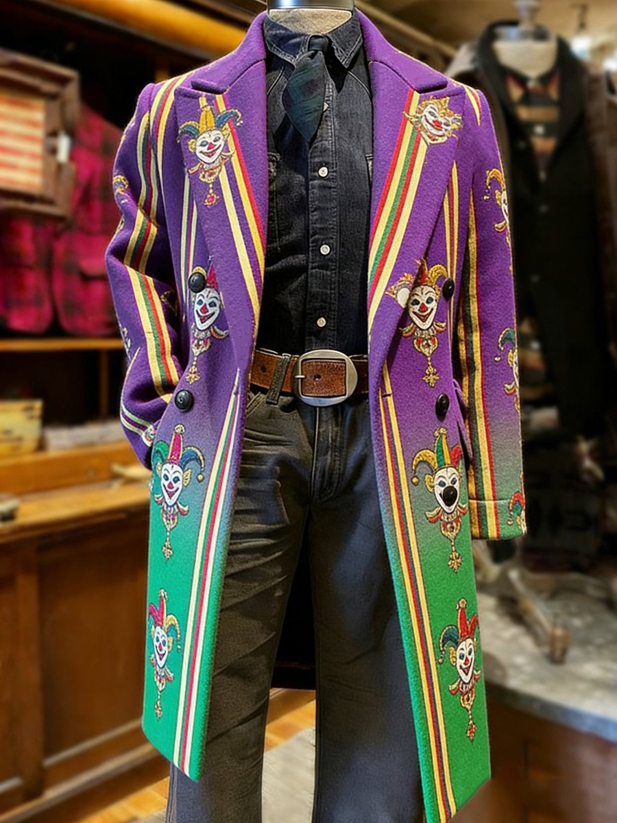 Men's Retro Carnival Party Long Wool Coat