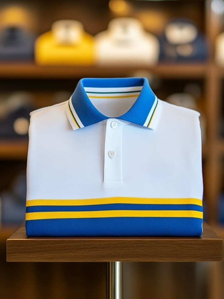 Men's Classic Business Logo Button Short Sleeve Polo Shirt