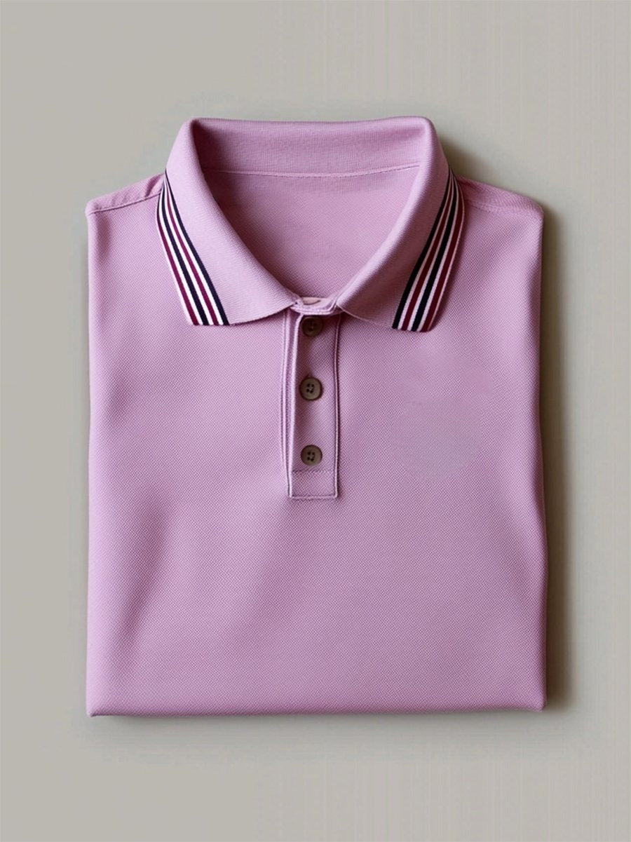 Men's Business Casual Geometric Button Short Sleeve Polo Shirt