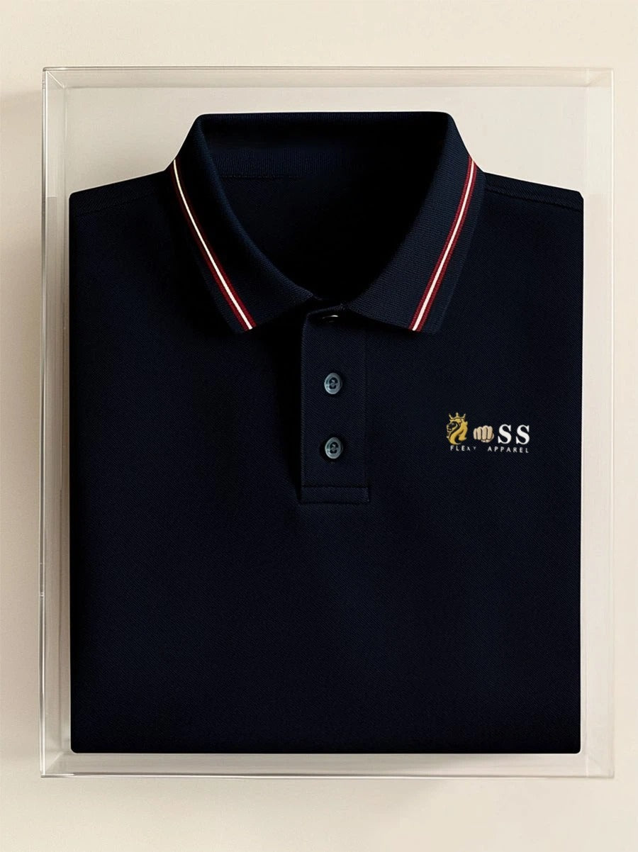 Men's Business Casual Geometric Button Short Sleeve Polo Shirt