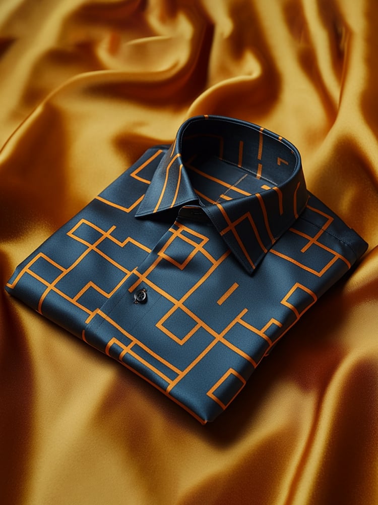 Men's Satin Luxe Print Short Sleeve Button Shirt