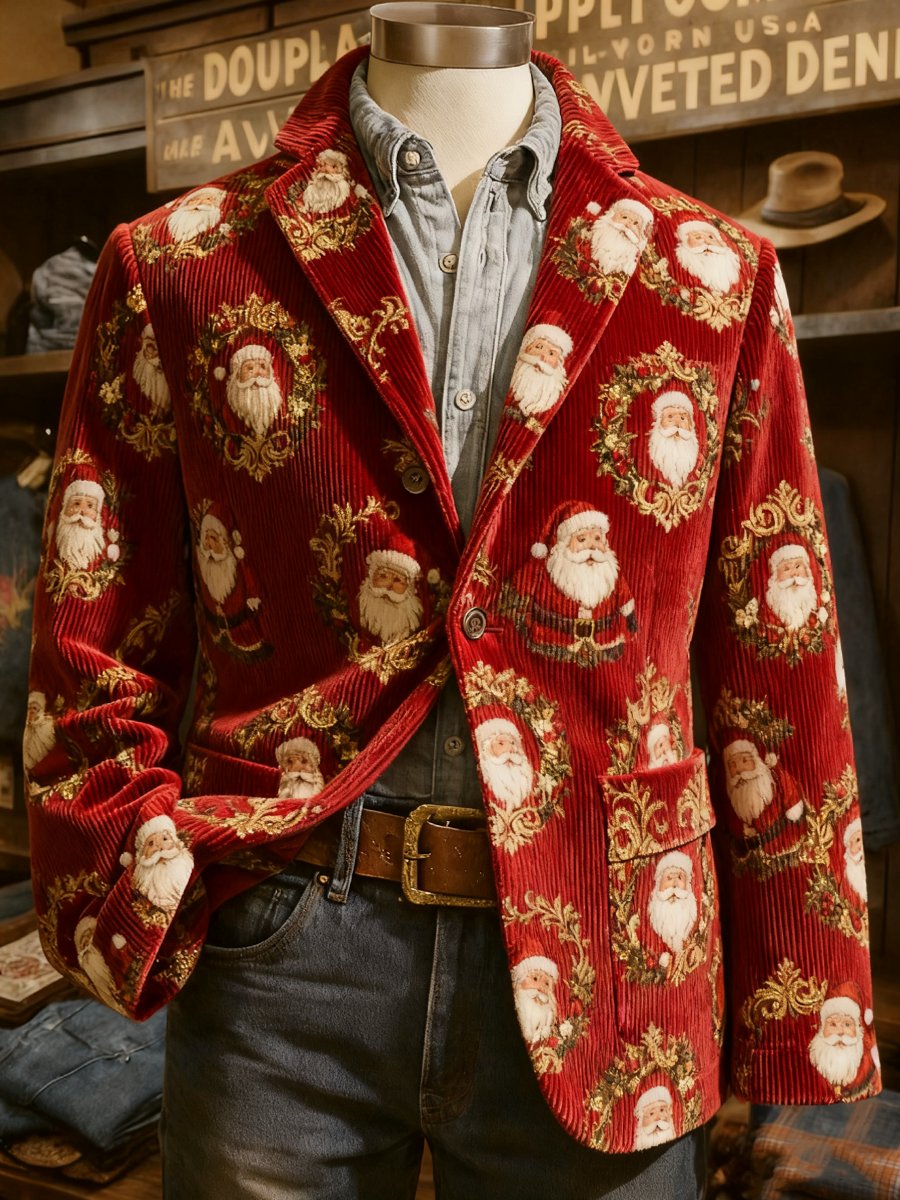 Men's Retro Santa Claus Lapel Suit Jacket