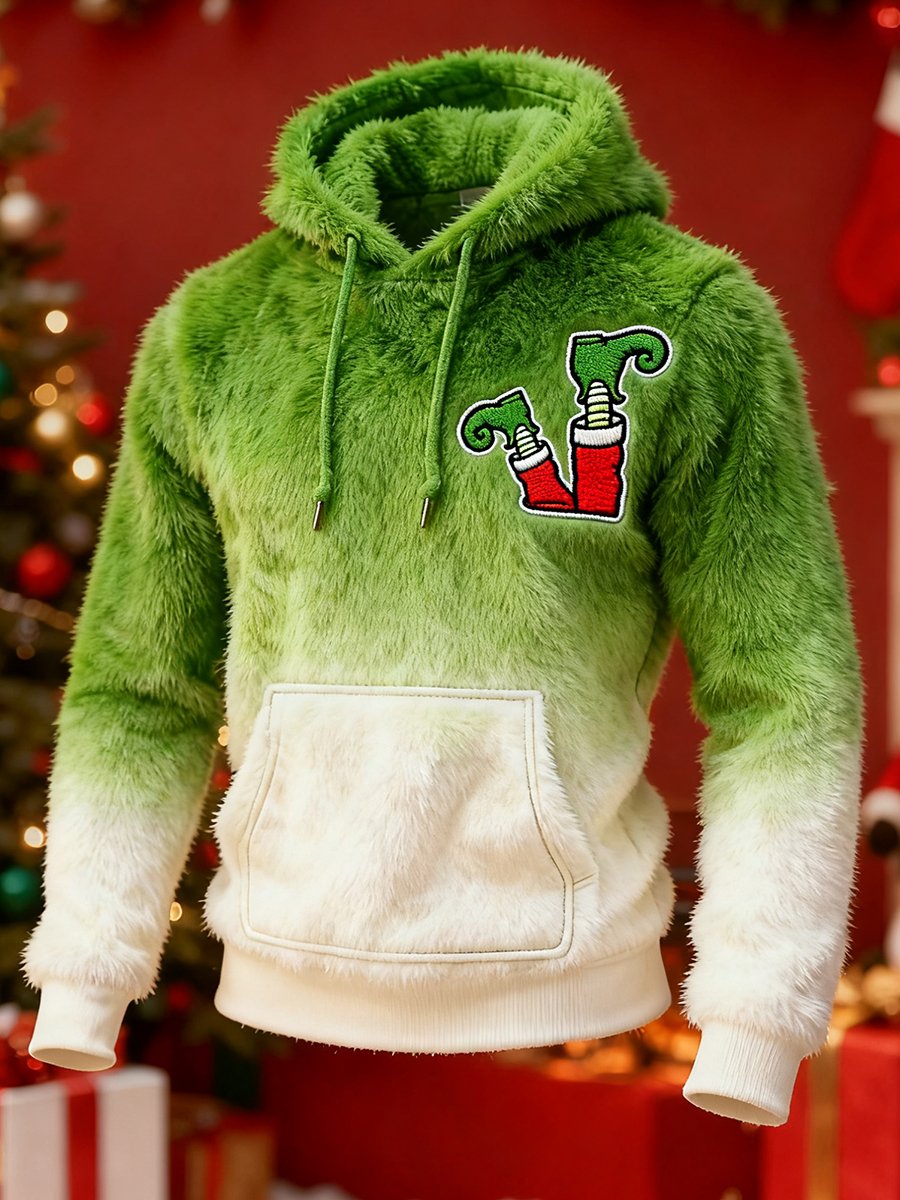 Fun Green Plush Hoodie