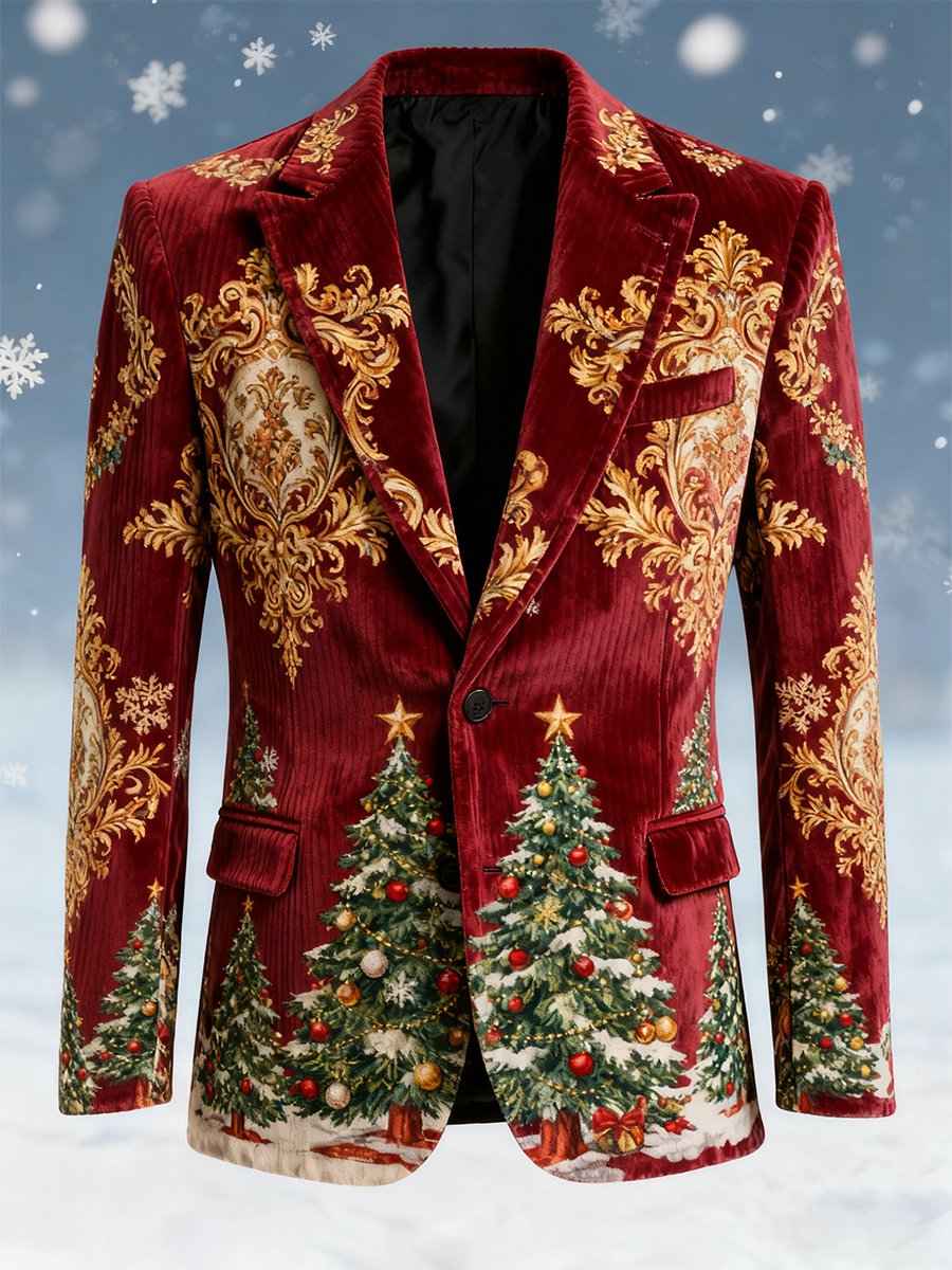 Men's Vintage Casual Christmas Party Corduroy Blazer