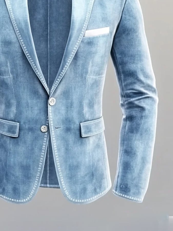Men'S Casual Classic Contrast Color Business Long-Sleeved Suit