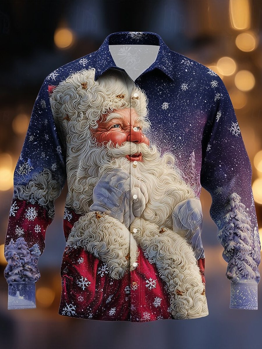 Men's Santa Claus Fun Christmas Long-Sleeved Shirt